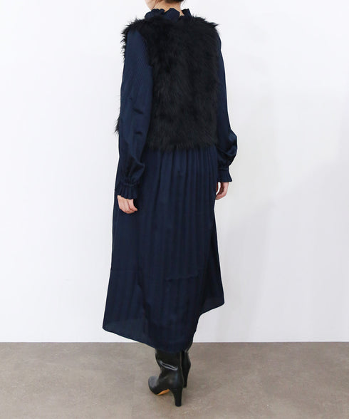 2way shaggy knit vest